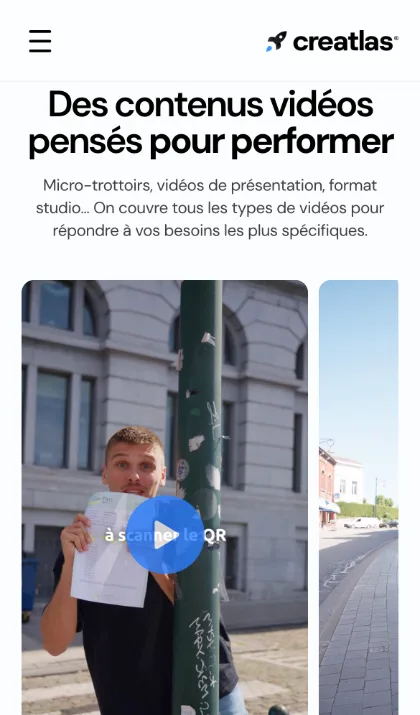 Carrousel de vidéos sur smartphone