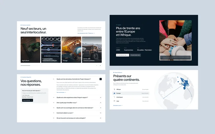 Sections du site de Tropic Interport