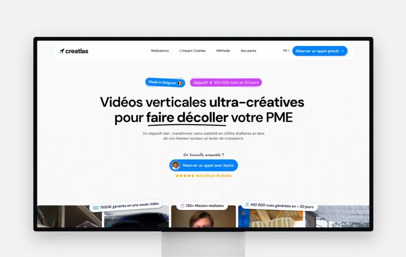 Site de Creatlas affiché sur un écran