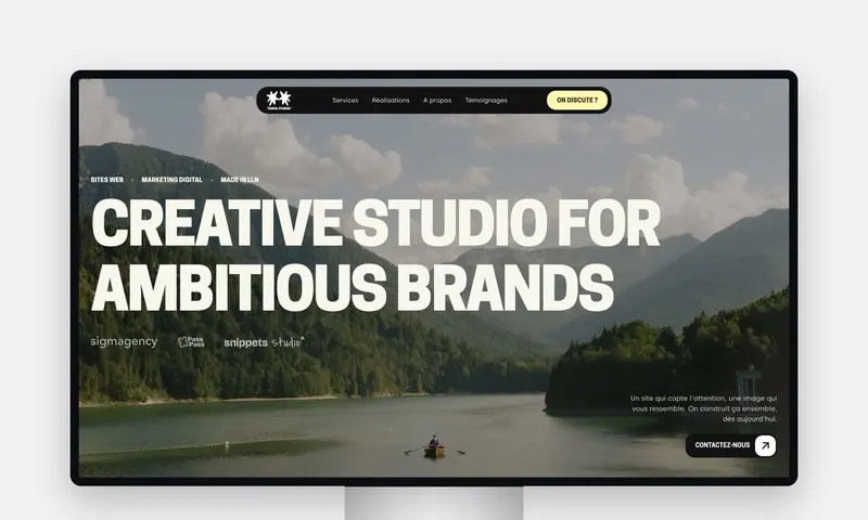 Site de Track Studio affiché sur un écran